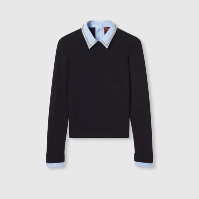 Gucci Wool Sweater With Embroidery In Blue