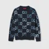 Gucci Sweater With Gg Intarsia In Blue