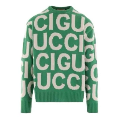 Gucci Wool Sweater With  Intarsia 'green Ivory'