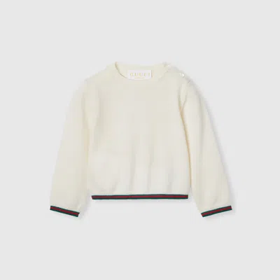 Gucci Babies' Wool Sweater With Web In White