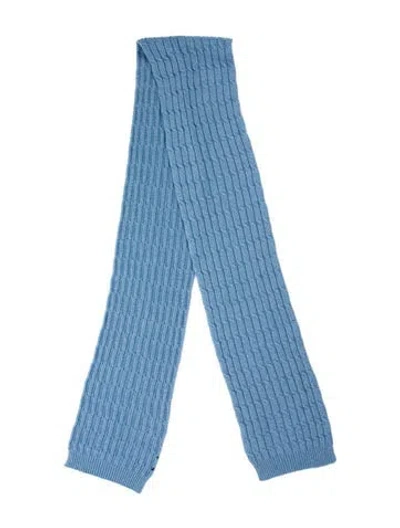 Pre-owned Gucci Wool Sylvie Web Accent Scarf In Blue