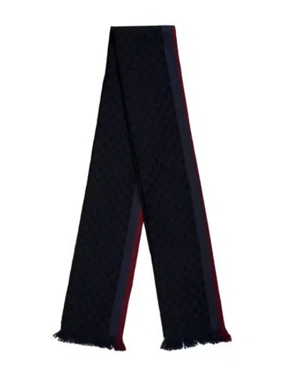 Pre-owned Gucci Wool Sylvie Web Accent Scarf In Blue