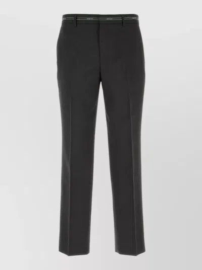 Gucci Wool Tailored Trousers Front Crease Belt Loops In Black