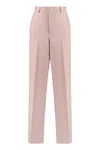 Gucci Elegant Wool Trousers With Iconic Motif In Pink