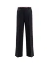Gucci Signature Web Wool Straight-leg Pants In Black
