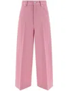 Gucci Pleated Wool Wide Pants In 粉色
