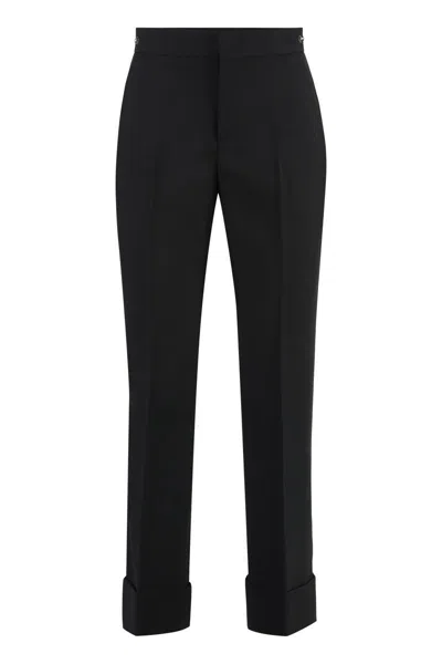 Gucci Wool Blend Twill Bush-trousers In Black