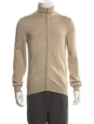 Pre-owned Gucci Wool Turtleneck Cardigan In Neutral