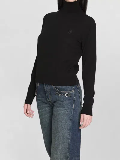 Gucci Wool Turtleneck Slim Knit Sweater In Black