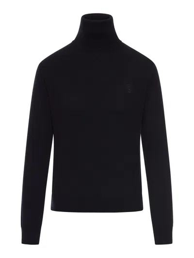 Gucci Women Wool Turtleneck With Embroidery In Black