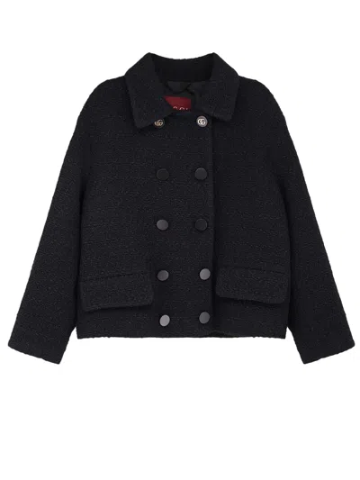 Gucci Wool Tweed Double-breasted Blazer In Black