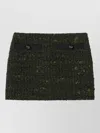 Gucci Wool Tweed Mini Skirt Button Detail In Green