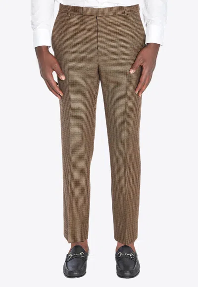 Gucci Wool Tweed Pants In Brown