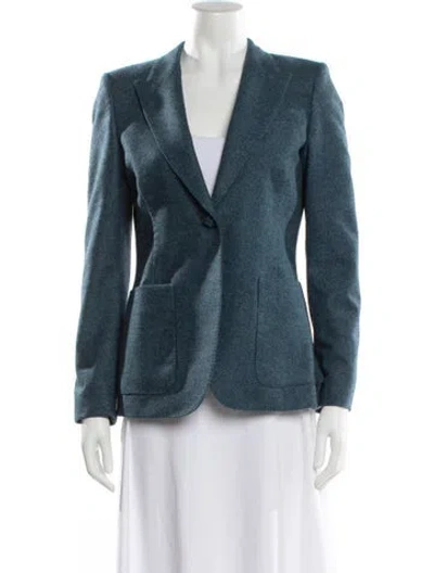 Pre-owned Gucci Wool Tweed Pattern Blazer In Blue