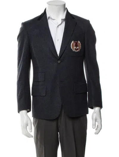 Pre-owned Gucci Wool Tweed Pattern Blazer In Blue