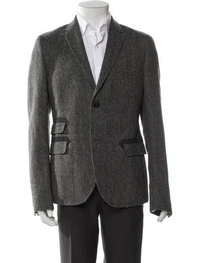 Pre-owned Gucci Wool Tweed Pattern Blazer In Gray