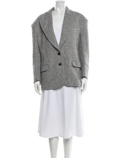 Pre-owned Gucci Wool Tweed Pattern Blazer In Gray