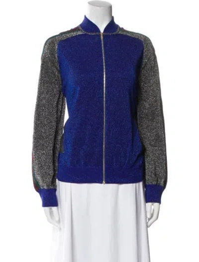 Pre-owned Gucci Wool Tweed Pattern Bomber Jacket