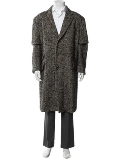 Pre-owned Gucci Wool Tweed Pattern Coat In Brown