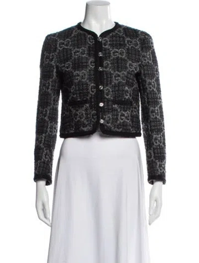 Pre-owned Gucci Wool Tweed Pattern Evening Jacket In Black