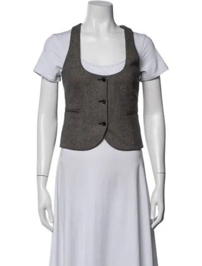 Pre-owned Gucci Wool Tweed Pattern Vest In Neutrals
