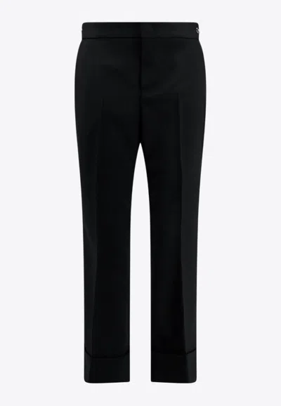 Gucci Wool Twill Cropped Pants In Black