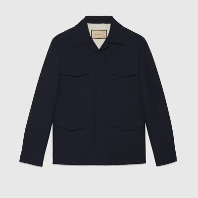 Gucci Wool Twill Jacket In Blau