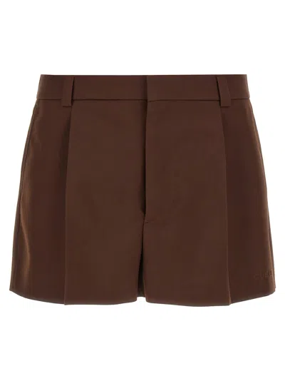 Gucci Wool Twill Shorts In Brown