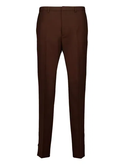 Gucci Wool Twill Trousers In Brown