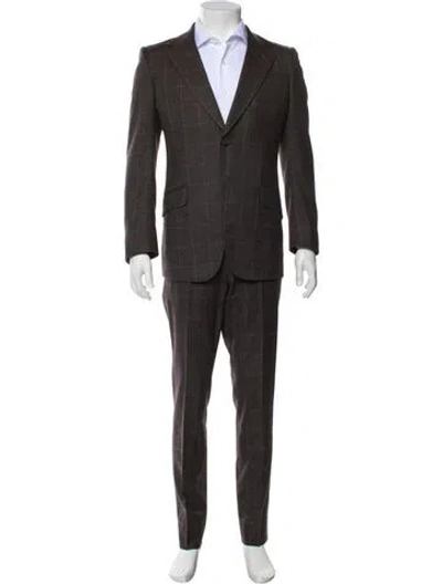 Pre-owned Gucci Wool Two-piece Suit In Brown