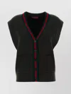 Gucci Wool Vest With Front Pockets And Ribbed Texture In Black