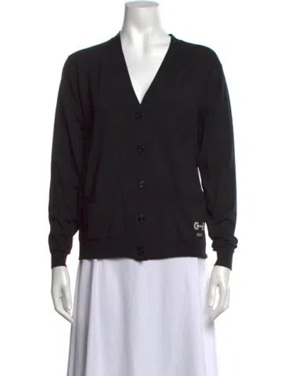 Pre-owned Gucci Wool V-neck Cardigan In Black