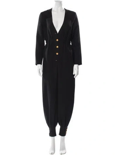 Pre-owned Gucci Wool V-neck Jumpsuit In Black