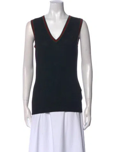 Pre-owned Gucci Wool V-neck Sweater In Black