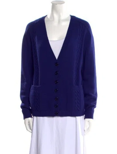 Pre-owned Gucci Wool V-neck Sweater In Blue