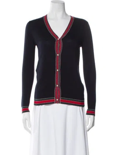 Pre-owned Gucci Wool V-neck Sweater In Blue