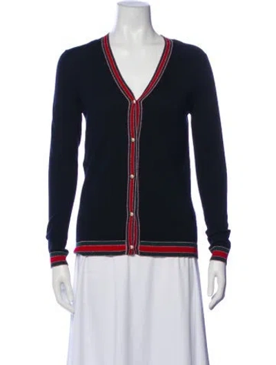 Pre-owned Gucci Wool V-neck Sweater In Blue