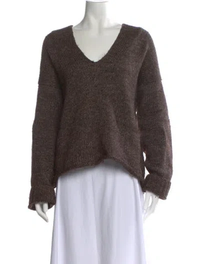 Pre-owned Gucci Wool V-neck Sweater In Brown