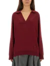 Gucci Women Ultrafine Wool Polo Shirt In Burgundy