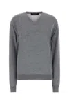 Gucci Grey Solid V Neck Sweater In Gray