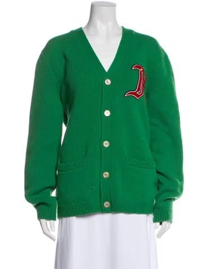 Pre-owned Gucci Wool V-neck Sweater In Green