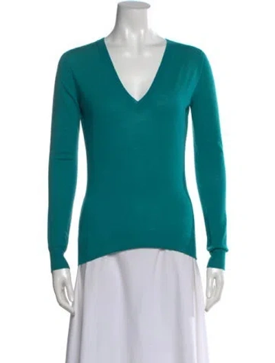 Pre-owned Gucci Wool V-neck Sweater In Green