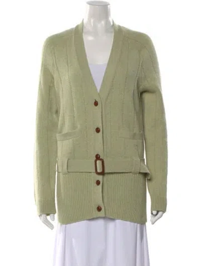 Pre-owned Gucci Wool V-neck Sweater In Green