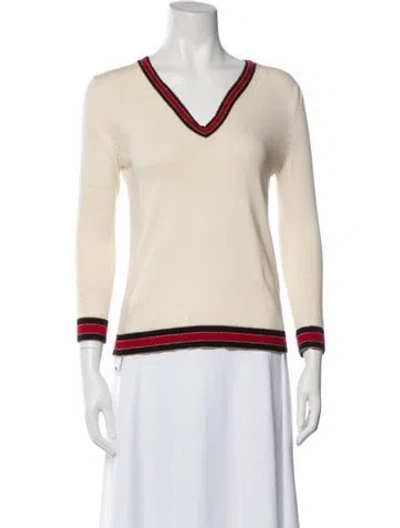 Pre-owned Gucci Wool V-neck Sweater In Metallic/neutrals