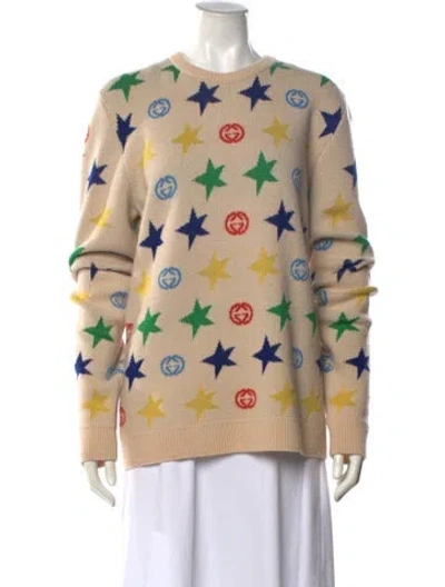 Pre-owned Gucci Wool V-neck Sweater In Neutral