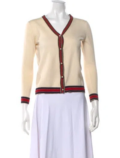 Pre-owned Gucci Wool V-neck Sweater In Neutral