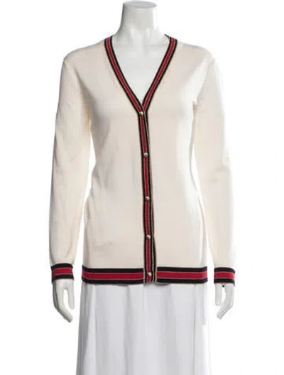 Pre-owned Gucci Wool V-neck Sweater In Neutrals