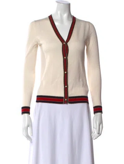 Pre-owned Gucci Wool V-neck Sweater In Neutrals