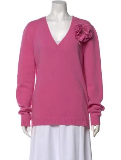 Pre-owned Gucci Wool V-neck Sweater In Pink
