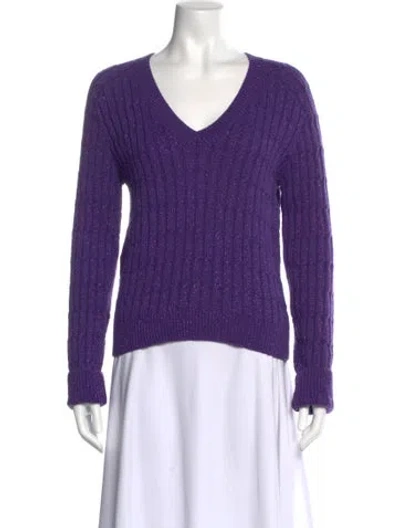 Pre-owned Gucci Wool V-neck Sweater In Purple